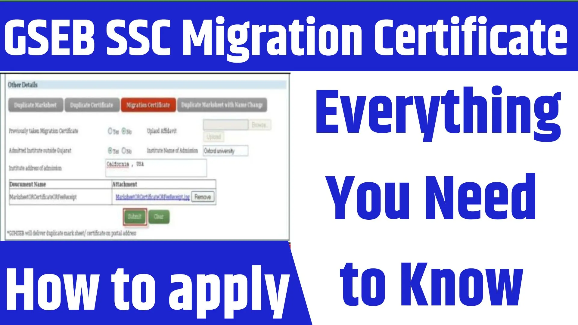 GSEB SSC Migration Certificate 2024